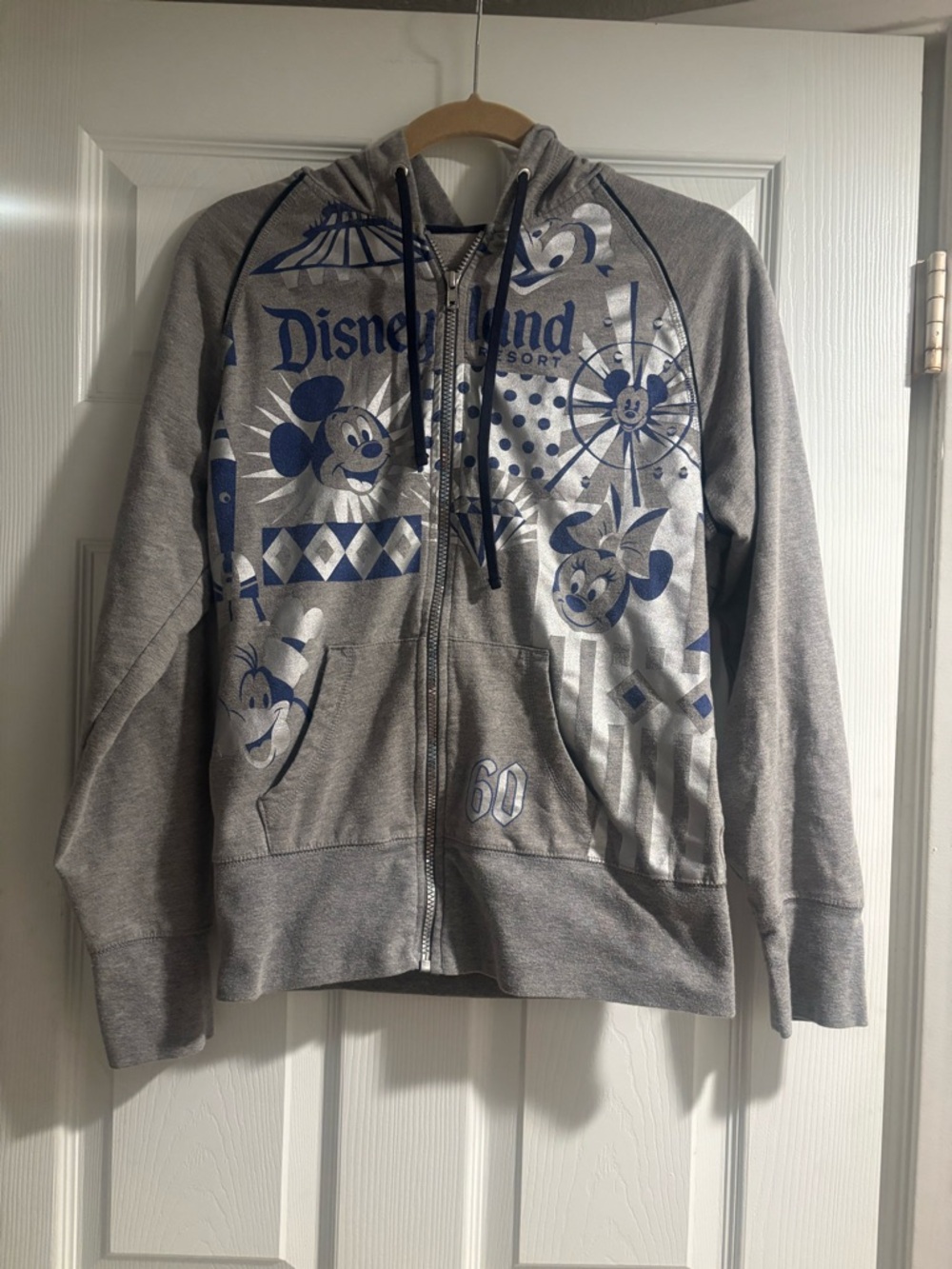 Disneyland Resort 60th Anniversary Gray & Navy Mickey Zip Hoodie - Picture 2 of 4